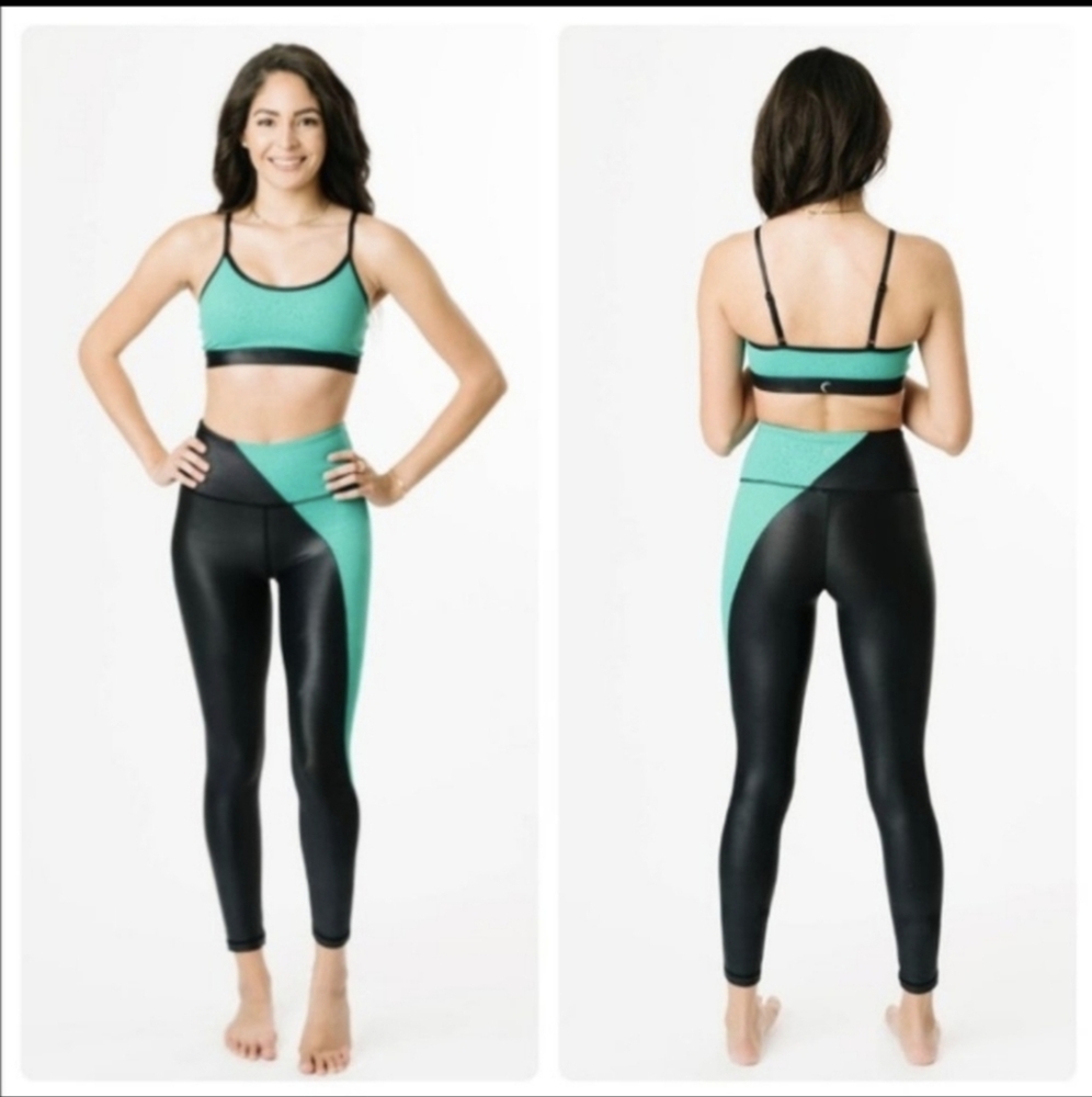 NWOT Zyia Jade River Stone Metallic Light n Tight Leggings Size Large 14/16